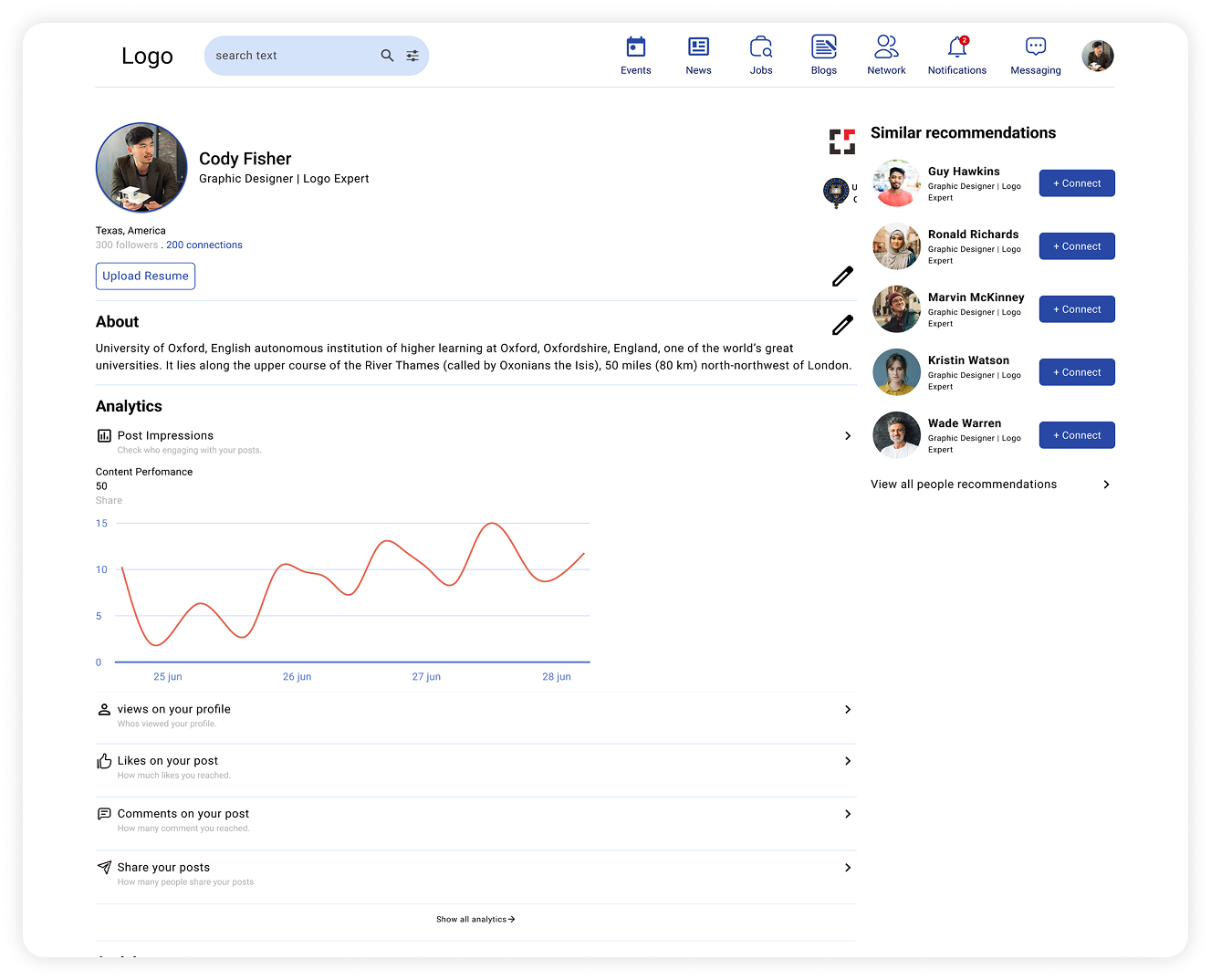 Alumni or Student Network Desktop Interface