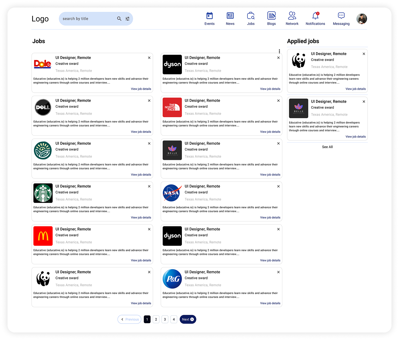 Alumni or Student Profile Desktop Interface