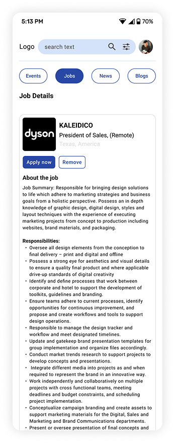 All Jobs Mobile Interface